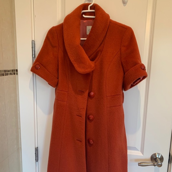 Orange colour wool coat - Picture 1 of 5